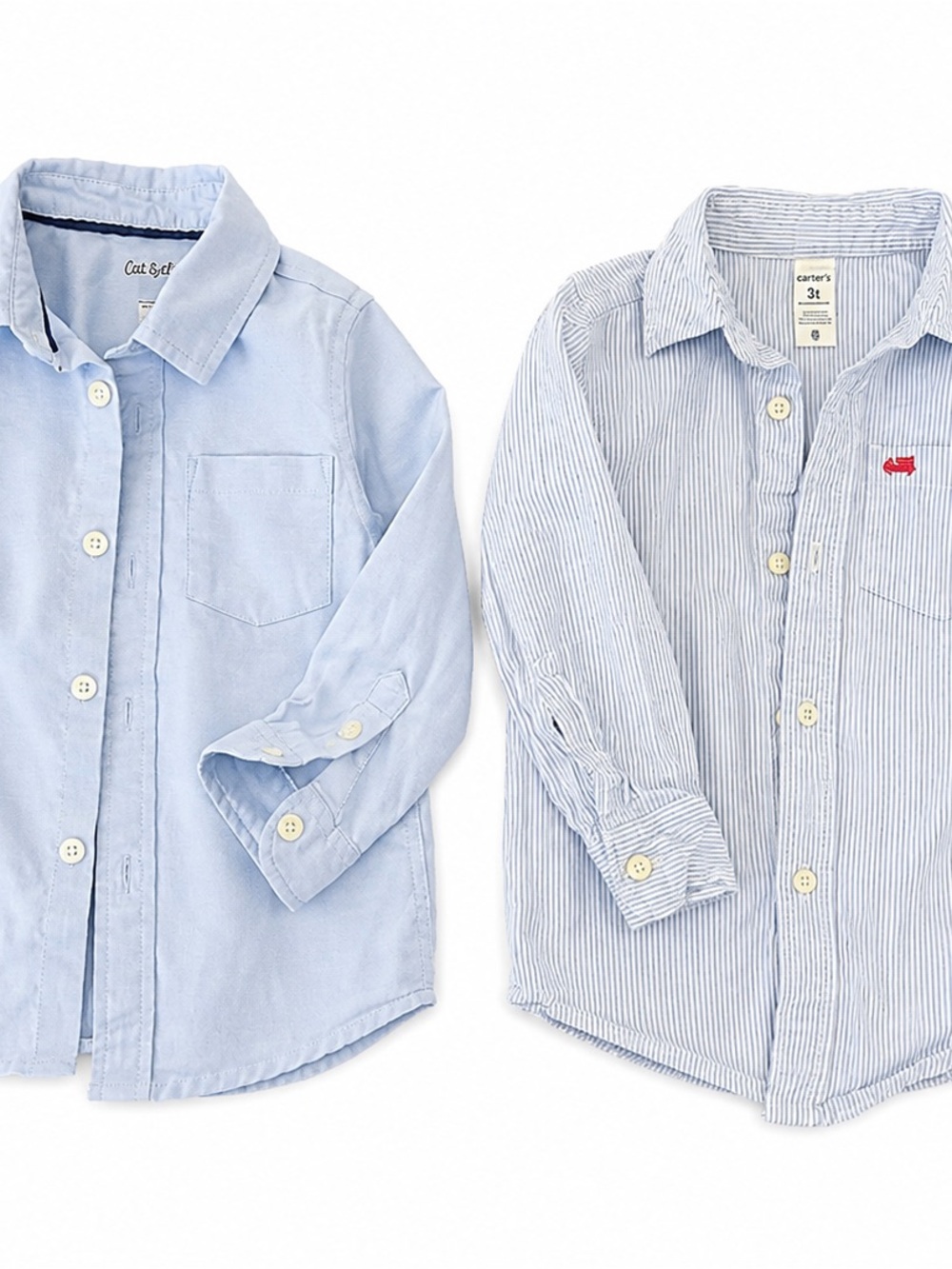 Lot of 2 Toddler Boy Long-Sleeve Button-Down Shirts